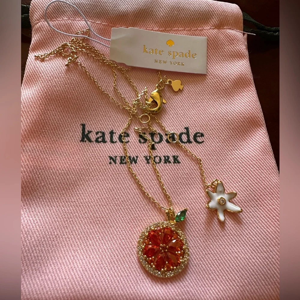 Kate Spade New York Sweet Citrus Orange Mini Pendant necklace New - Picture 9 of 9